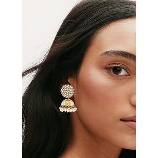 Vivastri Pearl Drops Gold Plated Alloy Jhumka,Jhumki Earrings Guttapusalu for Women & Girls - VIVA2804ERG view 2