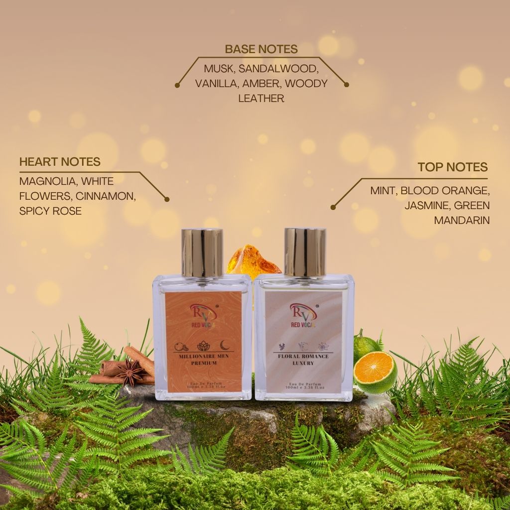 Red Vocal Millionaire Men Premium (Men) with Floral Romance Luxury (Women) 100ml Perfume Spray Combo – 2 x 100ml view 2