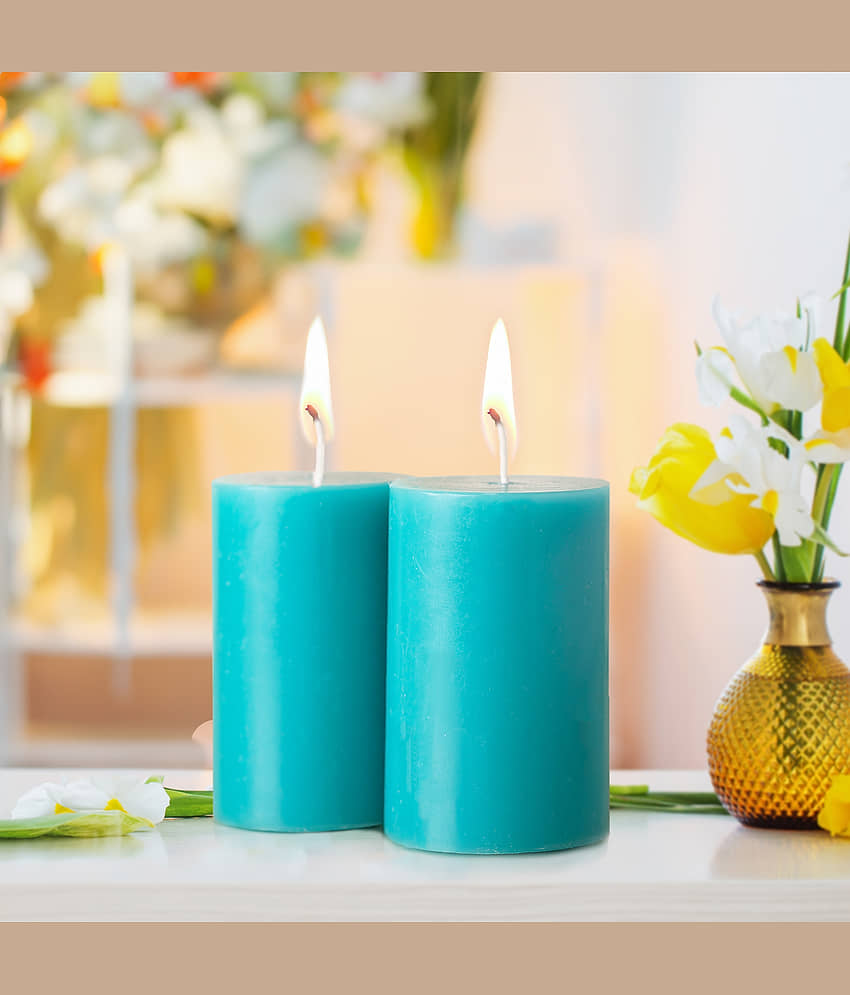 Iris Home Fragrances Blue Cool Blue Pillar Candle 7.6 cm ( Pack of 2 )