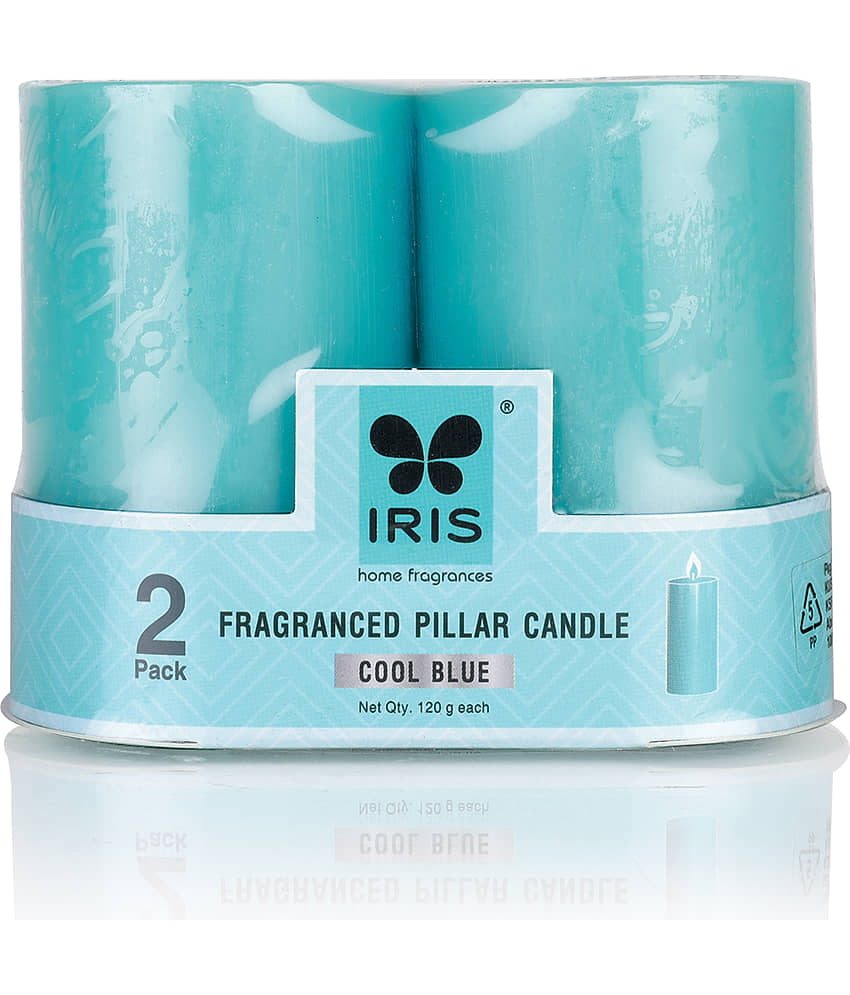 Iris Home Fragrances Blue Cool Blue Pillar Candle 7.6 cm ( Pack of 2 ) view 2