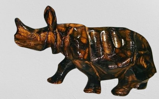 Wooden Rhino Handcrafted Showpiece view 2