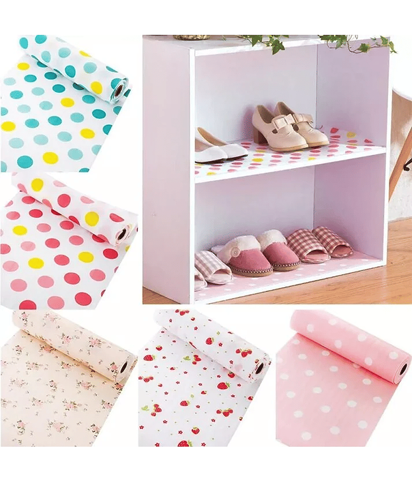 Printing Polka DOT Antibacterial Cabinet Plastic Foam Household Wardrobe Moisture Drawer Pad Waterproof Non-Slip Paper Kitchen Cupboard Liners Roll Mat (30 * 300Cm),Multicolour, 1 Pcs Random view 2