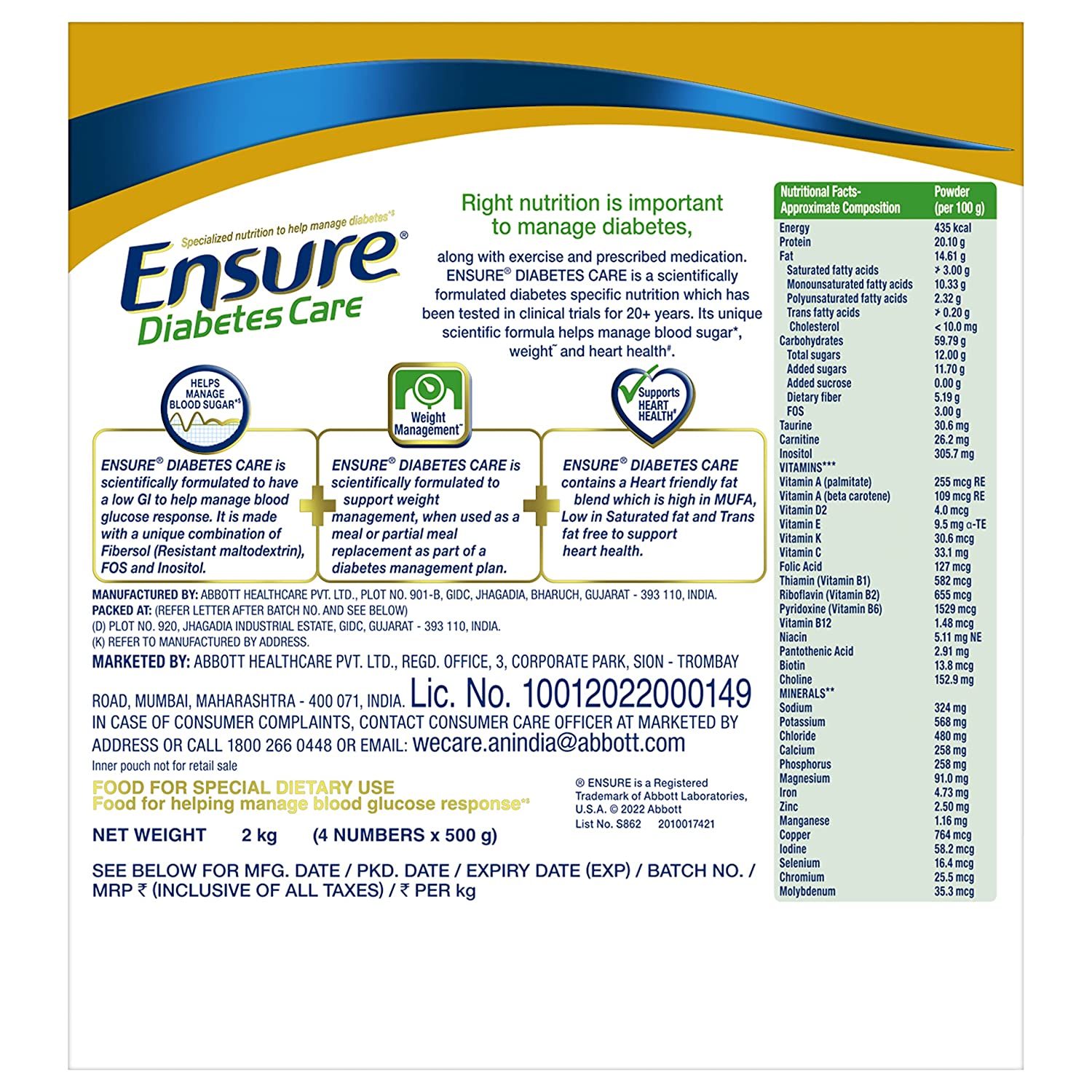 Ensure Diabetes Care Vanilla Delight Powder 1 Kg view 2