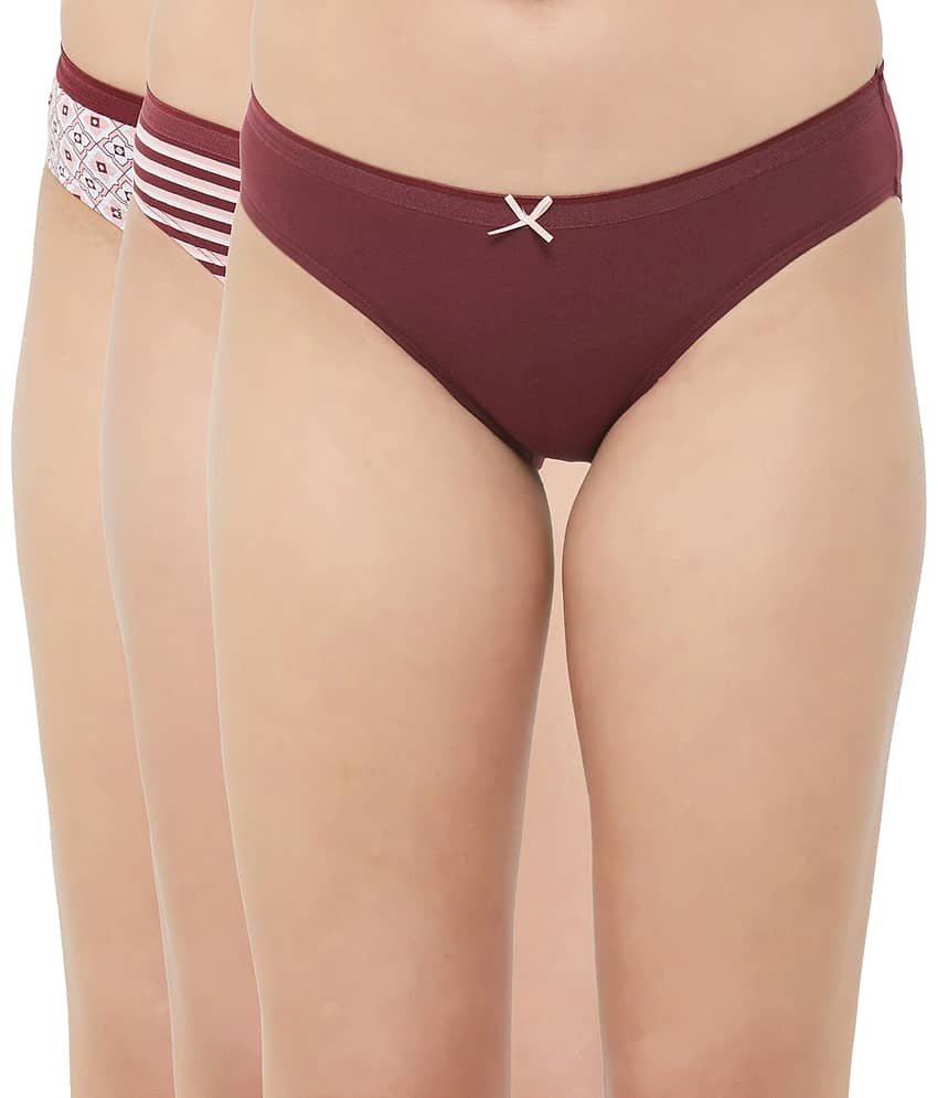 Soie Pack of 3 Cotton Blend Bikini For Women ( Multicolor )