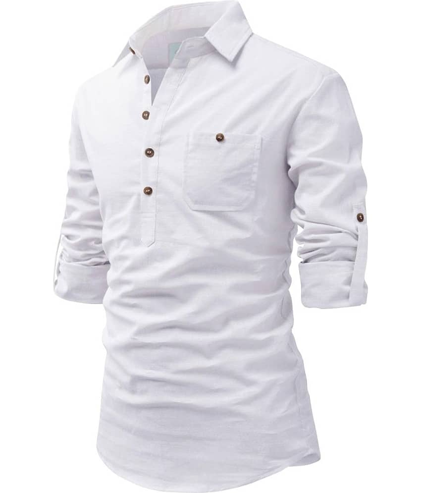 TrendiVastra Pink Cotton Blend Men's Shirt Style Kurta ( Pack of 1 ) view 2