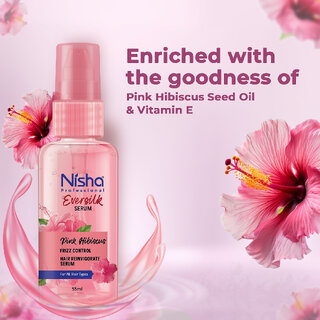 Nisha Hair Serum Pink Hibiscus serum 55ml Hair Serum For Dry Frizzy Hair view 2