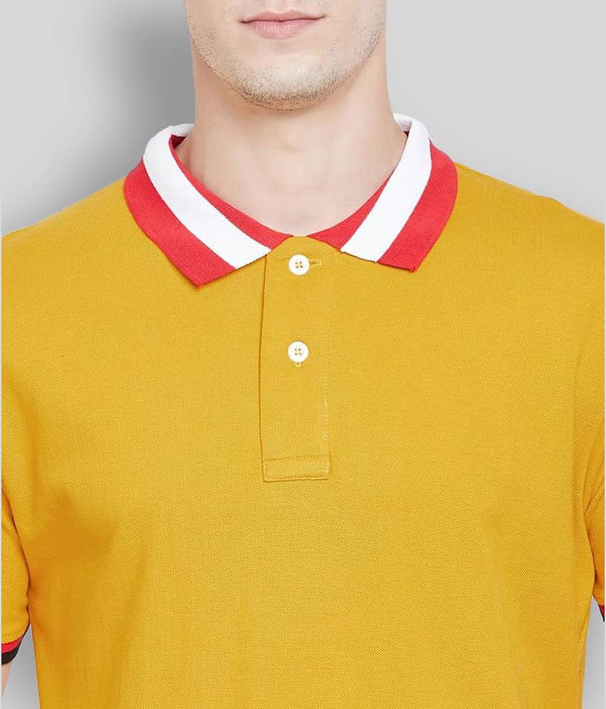 The Dry State - Yellow Cotton Slim Fit Men's Polo T Shirt ( Pack of 1 ) view 2