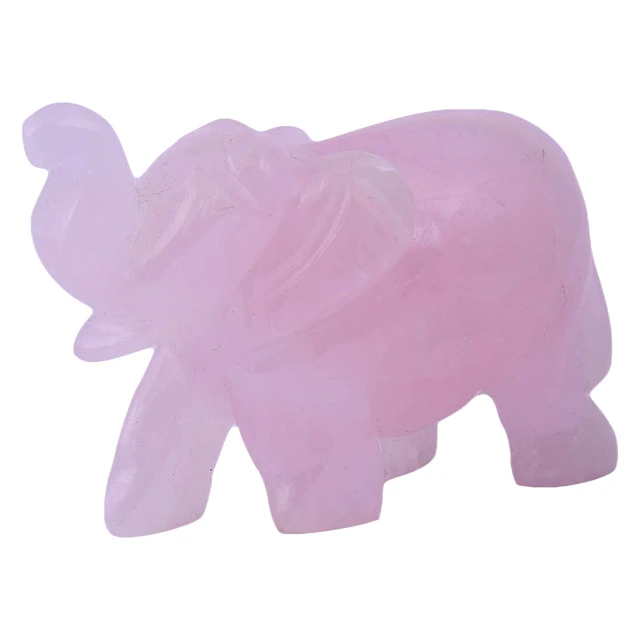 Rose Quartz Crystal Elephant, Sculpture, Fine Figurine, Statue, Handicrafts, Gemstone(KI_80) by Krishna Impex view 2