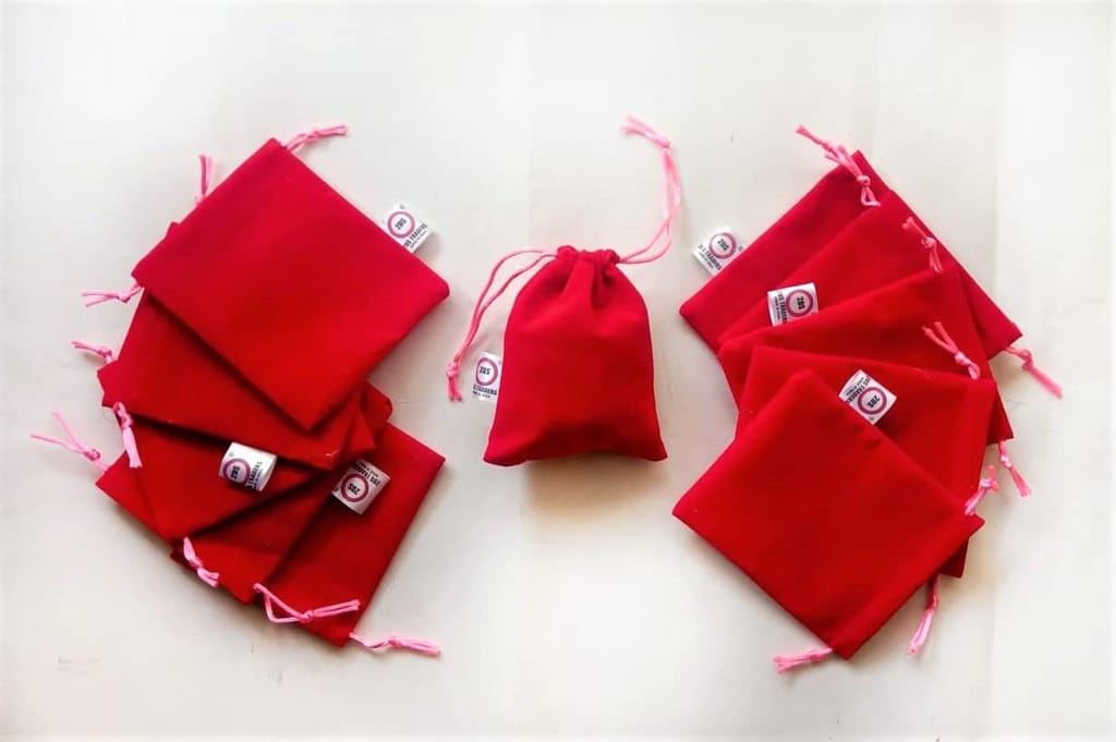 2DS Velvet Small Potli Bags For Return Gifts, Small Batwa for Jewellery Gifting pouch. Red colour velvet potli. Wedding gift potli/Jewellery Pouch, Shagun Potli Set, Coin Pouch view 2