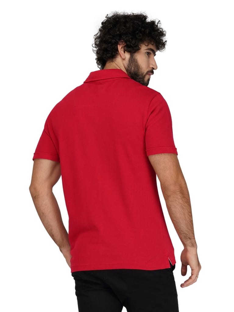 Solid Polo Shirt- RED view 2