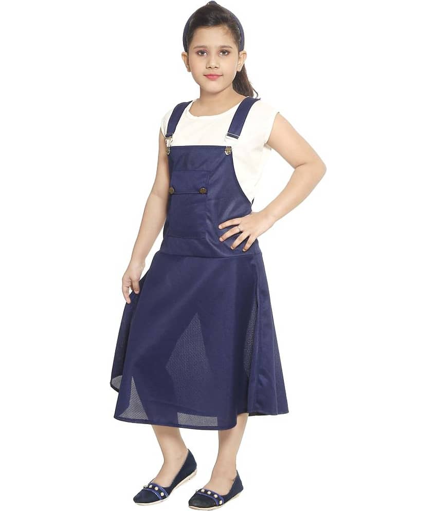 JCT DRESSES Cotton Blend Dungarees For Girls ( Pack of 1 , White & Blue ) view 2