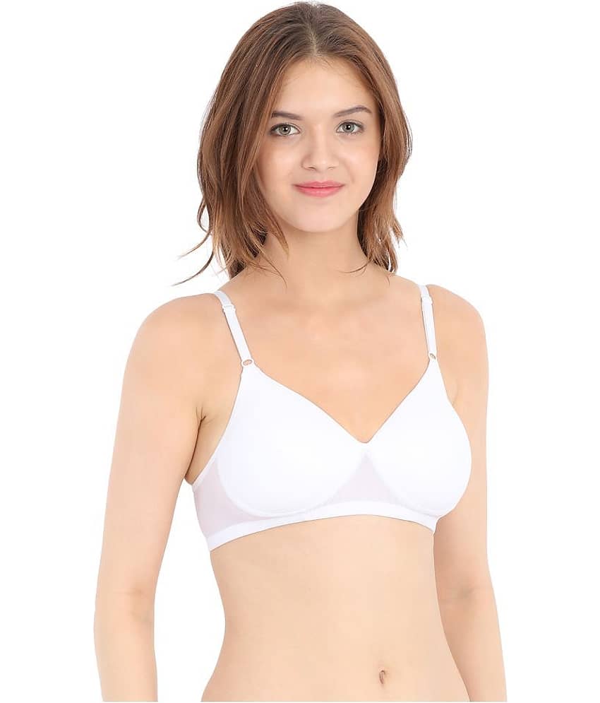 Clovia Net/Mesh T-Shirt Bra - White view 2