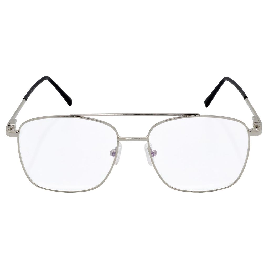 Hrinkar Trending Eyeglasses: Silver Rectangle Optical Spectacle Frame For Men & Women |HFRM-SLVR-19009 view 2