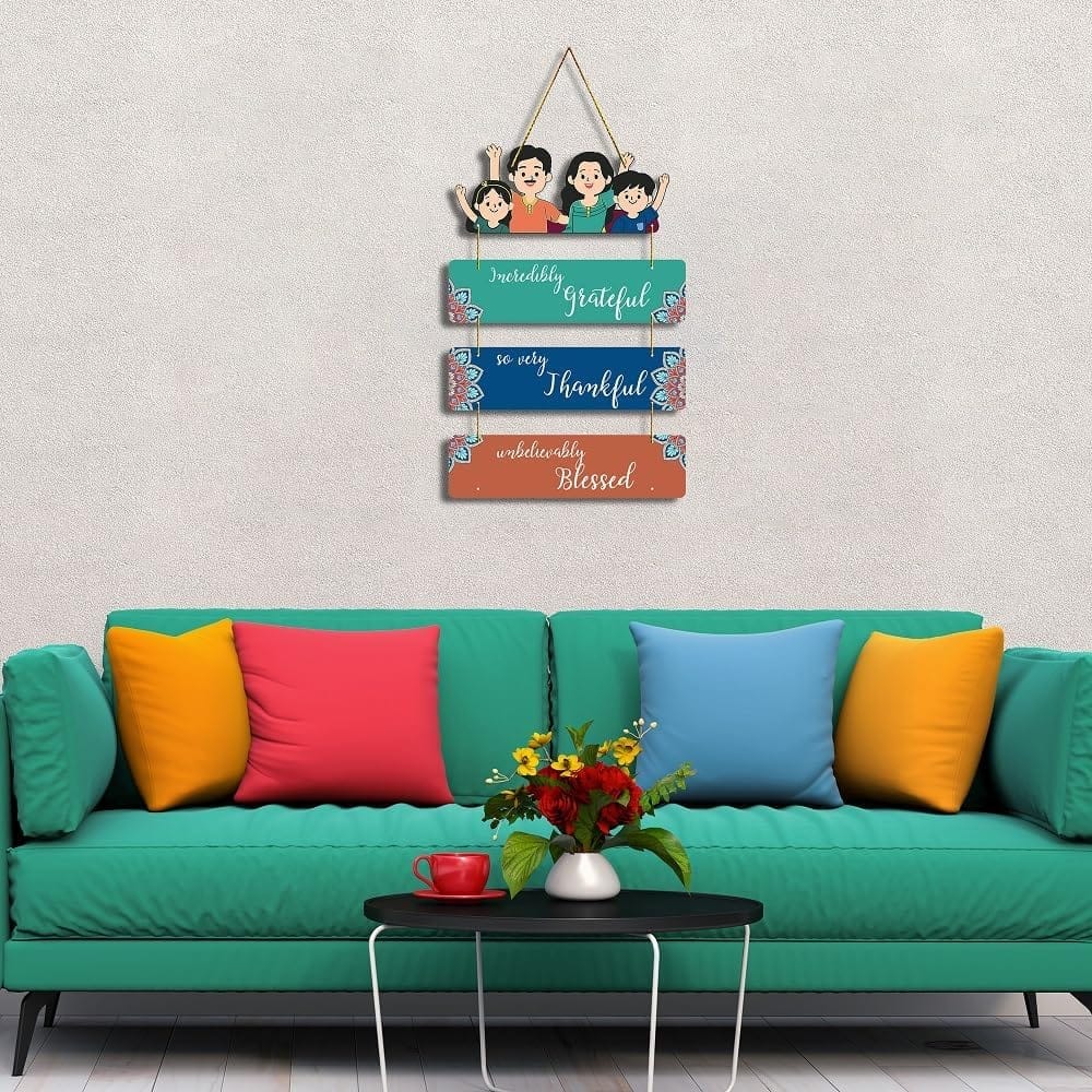 Charmor Incredibly Grateful Decorative Wall Hanger for Living Room | Bedroom | Gift | Home Decoration | Wooden Design Item (WH3310) view 2