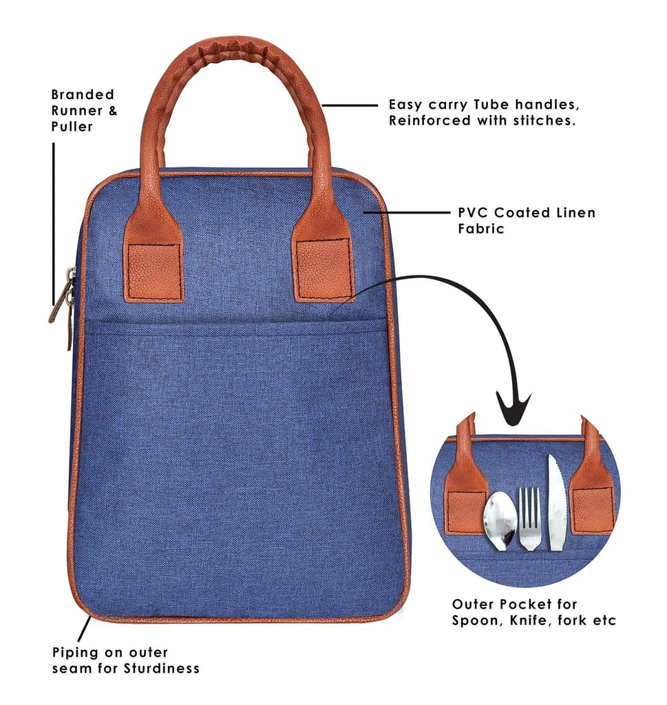 LOREM Linen Elegance: Insulated Tiffin Bag/Lunch Bag Combo for Him & Her view 2
