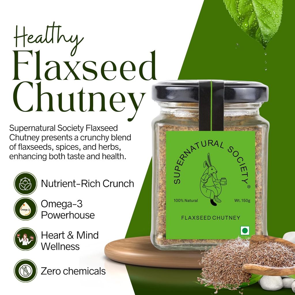Supernatural Society - Flaxseed Chutney 150g| Crunchy Flavor with Nutritional Benefits | Rich in Protein, Fibre& Omega 3, Superfood | No Added Preservatives view 2
