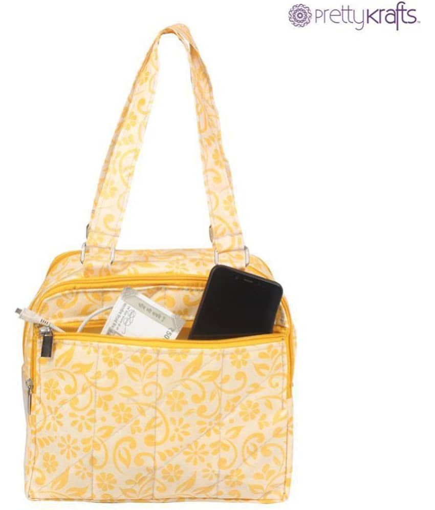 PrettyKrafts Yellow Fabric Shoulder Bag view 2