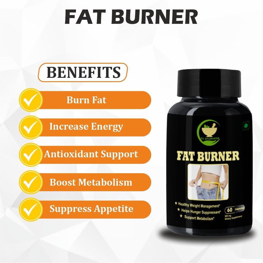 FIJ AYURVEDA Fat Burner Capsule for Weight Loss Capsule, Fat Cutter Capsule, Fat Loss Capsule, Belly Fat, Slim Body Shape, Fat Burner Capsule, Garcinia Cambogia, Weight Loss, Zero Figure, Slimming & Wajan Kam karne ki Dawa - 500mg 60 Capsules (Pack of 1) view 2