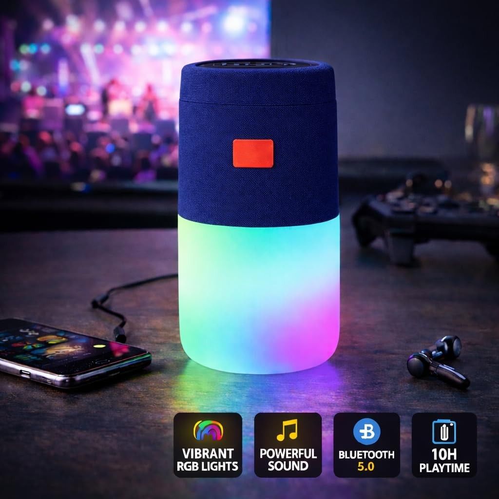Latest S7 (Portable Bluetooth Speaker) Dynamic Thunder Sound High Quality Bass 5 W Multi-Compatibility Modes, RGB Lights Bluetooth Speaker With Phone Stand (Multi-Coloured, Stereo Channel) view 2