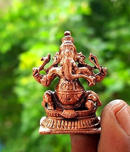 Searchers Paradise - Copper Idols Ganesh ,1.3 inches, Copper Handmade 50 Grams, Patina Antique Finish, Pack of 1 Piece view 2
