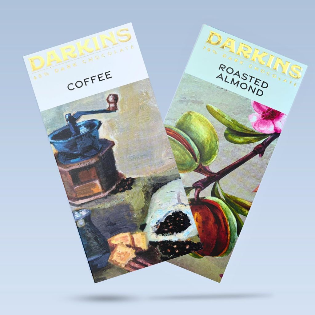 DARKINS 65% Dark Chocolate With Coorg Coffee | 70% Dark Chocolate With Roasted Almonds | Dark Chocolate Bar 4x50 Gm | Gluten-free Chocolate | 50g Each Pack Of 4 view 2