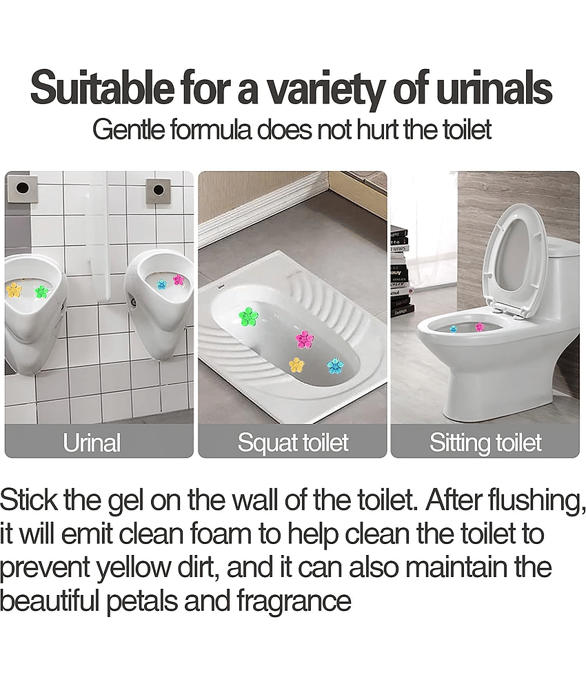 Toilet Cleaning Gel Flower Bathroom Cleaner Toilet Fresheners Air Fresher For Remove Bad Smell Bad Odor, Long-Lasting Refills Gel Stamp Injection - Multicolor Flavour view 2