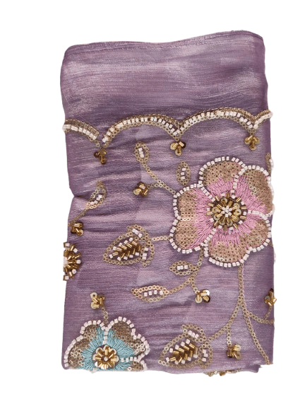 Georgette Saree With Blouse Piece, Embroidered Saree view 2