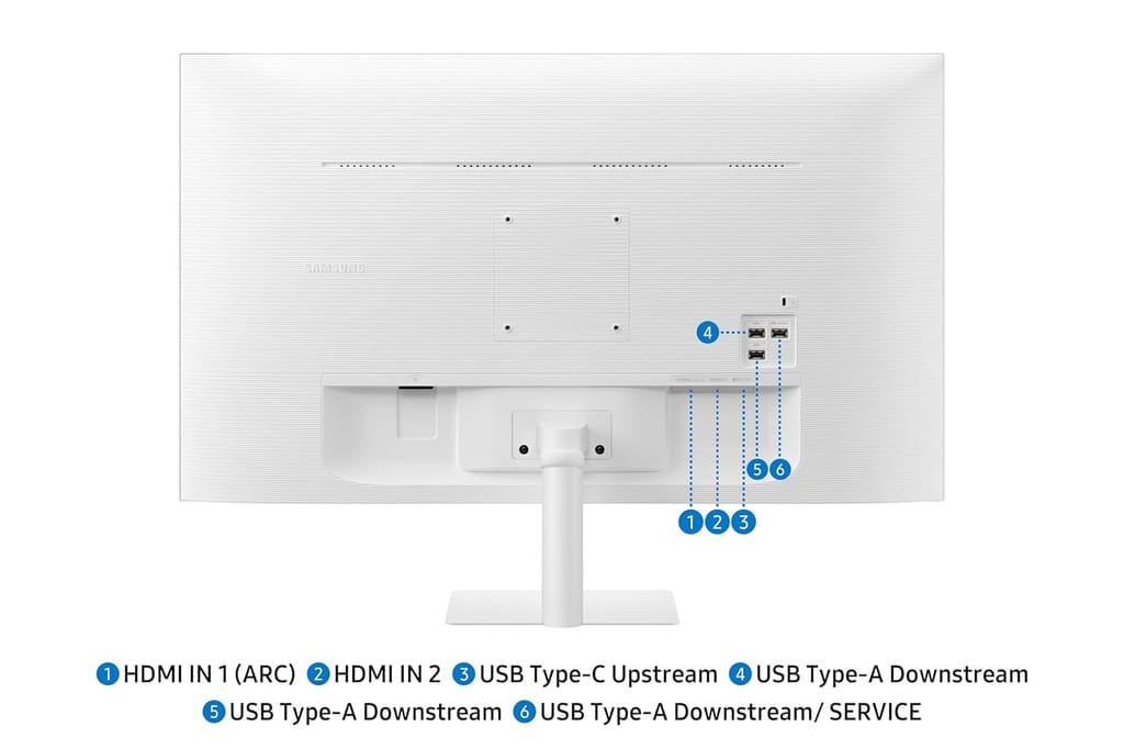 Samsung 32" (80 cm) 4K M7 Vision AI Smart Monitor|UHD 3840 x 2160|Smart TV Experience with AI|Type-C|Apple AirPlay|Gaming Bar|Remote|Speakers|Wi-Fi|Bluetooth|AI Picture & Sound|LS32FM701UWXXL|White view 2