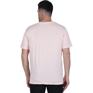 Life Dream Mens Peach Solid Cotton Blend Round Neck T-Shirt view 2