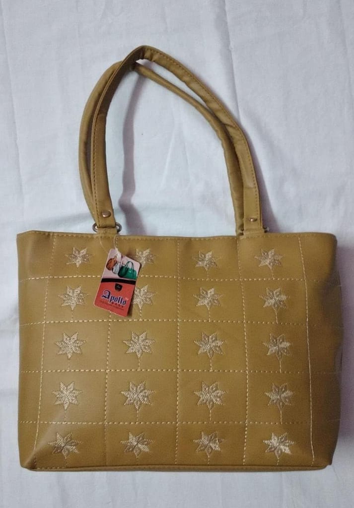 Women's Handbag - Stylish Embroidered Faux Leather Tote Bag with Double Handles view 2
