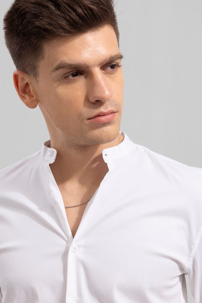CHINESE COLLAR WHITE SHIRT view 2
