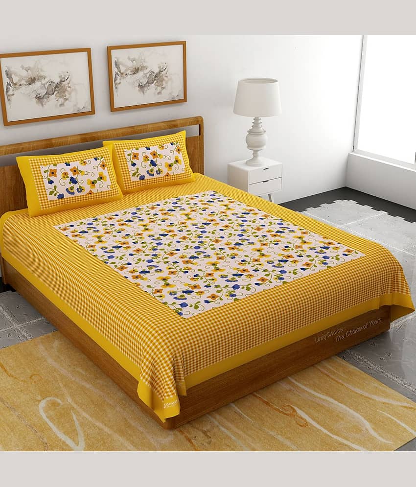 Uniqchoice Cotton Double Bedsheet ( Yellow ) view 2