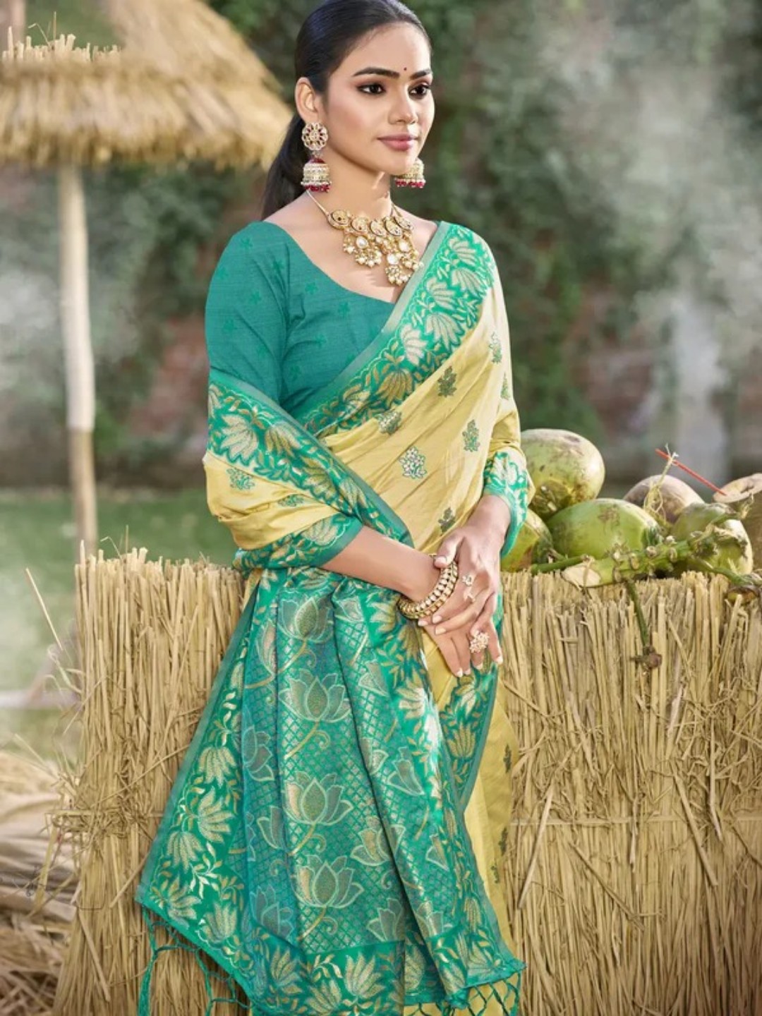 Yellow Silk Saree view 2