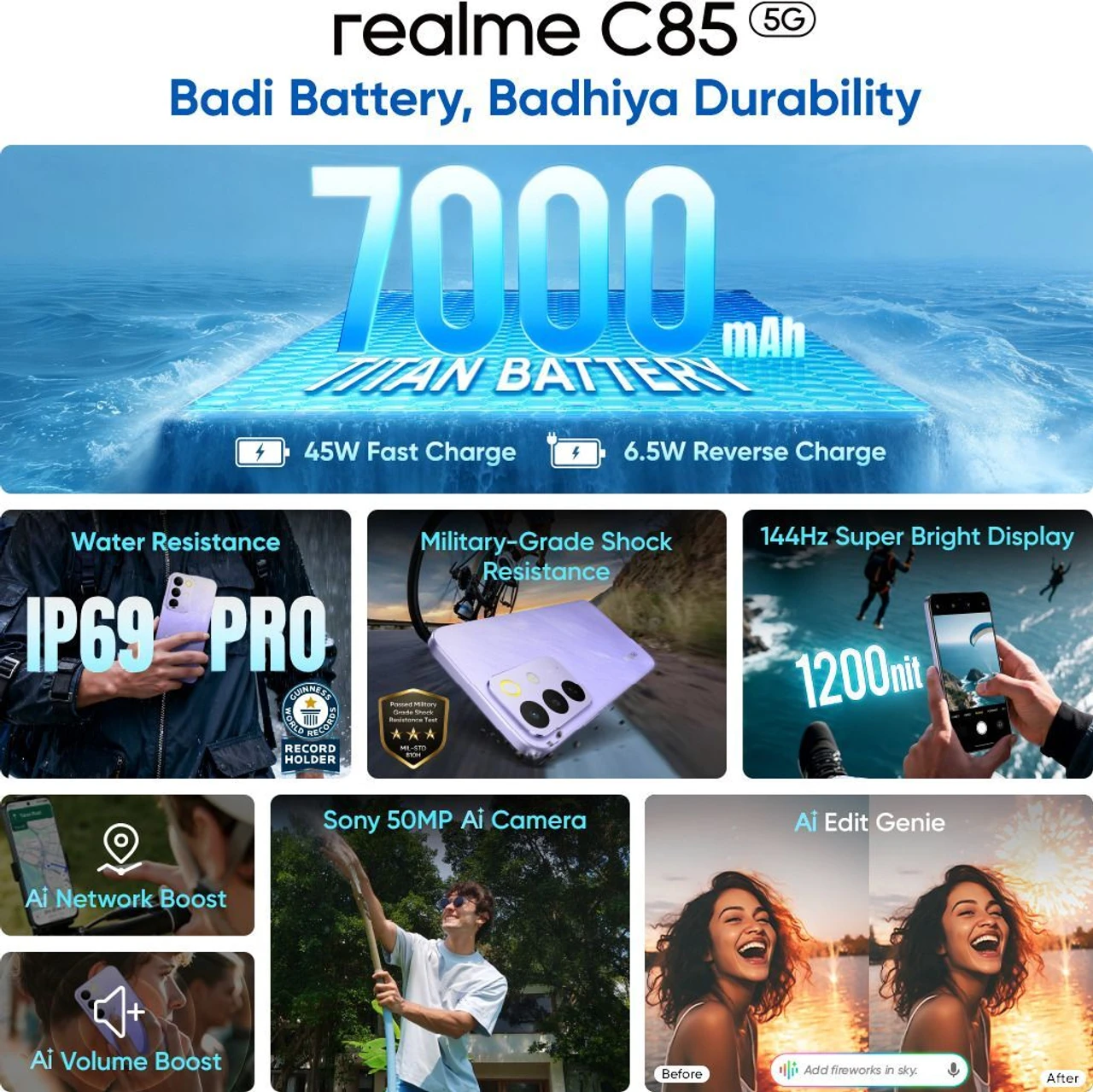 REALME C85 5G (Parrot Purple, 4GB RAM, 128GB Storage) view 2
