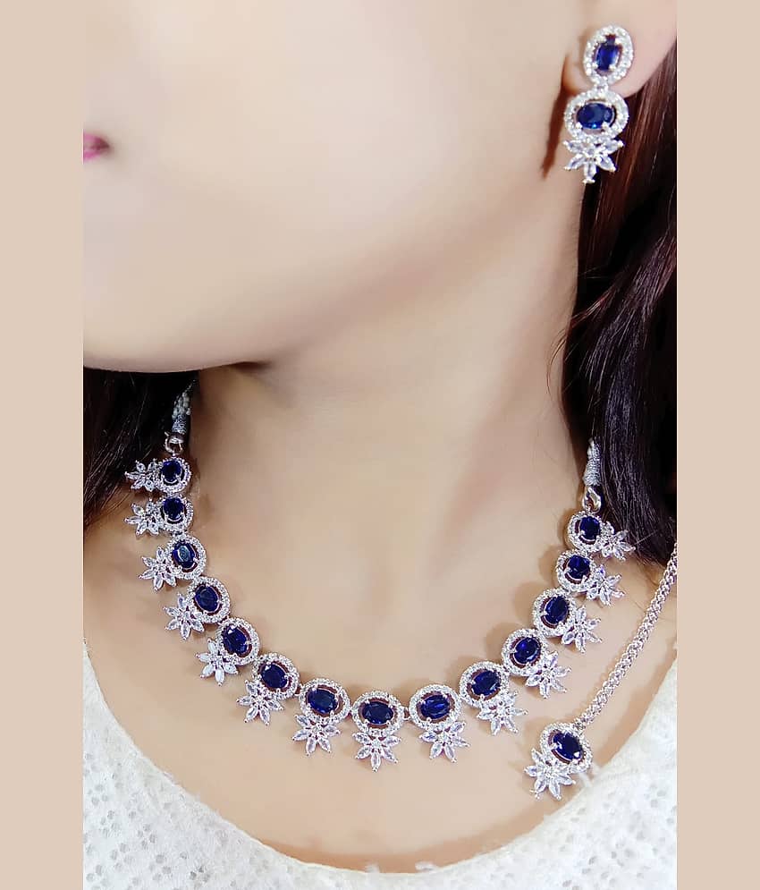 Ladymania Blue Alloy Necklace Set ( Pack of 1 )