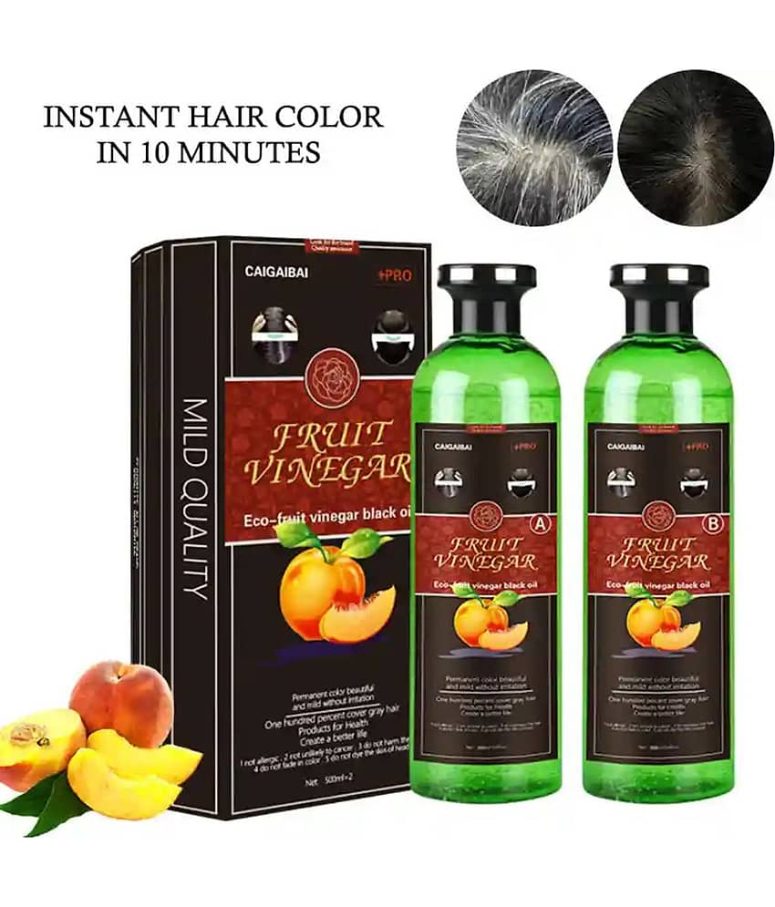 Mabilia Fruit Vinegar Hair Dye Gel 500ml Instant Black Smooth Hair Natural Shine Long Lasting Easy Apply