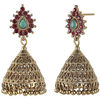 Traditional Stylish Ethnic Jhumki Earrings for Girls Brass Material Made in India Earrings for Women's Fashion Jewellery view 2