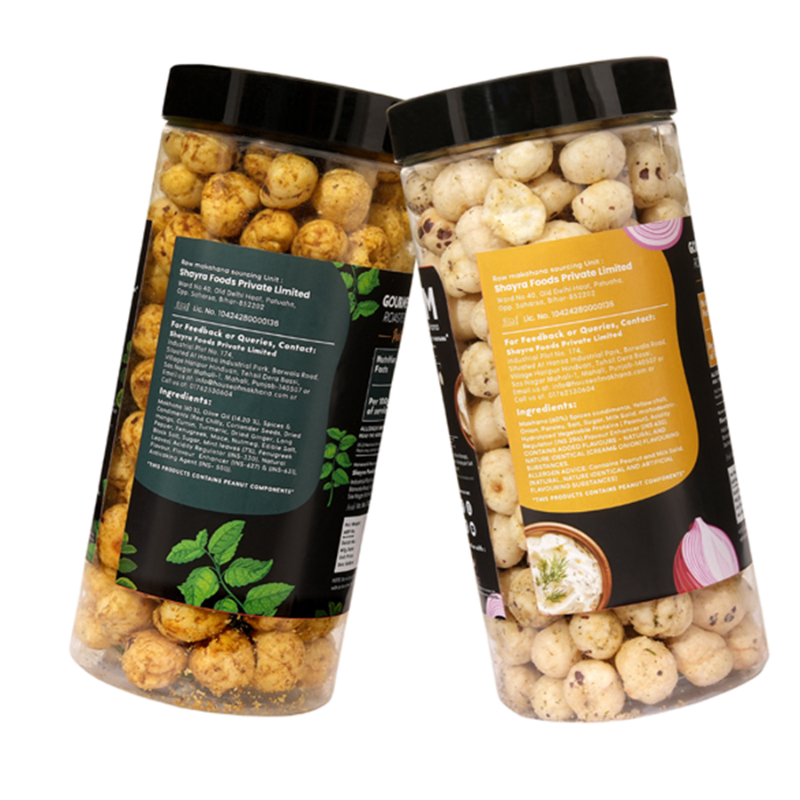 GOURMET MAKHANA Roasted in Olive Oil | Flavors Pudina Masala and Cream & Onion | Combo Of 2, 65g Each. - 130 gm view 2