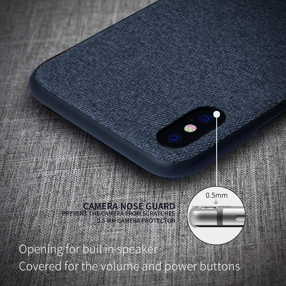 Memumi Official Series Hard Canvas Back Cover for Apple iPhone Xs Max Shockproof - Blue (6.5") view 2