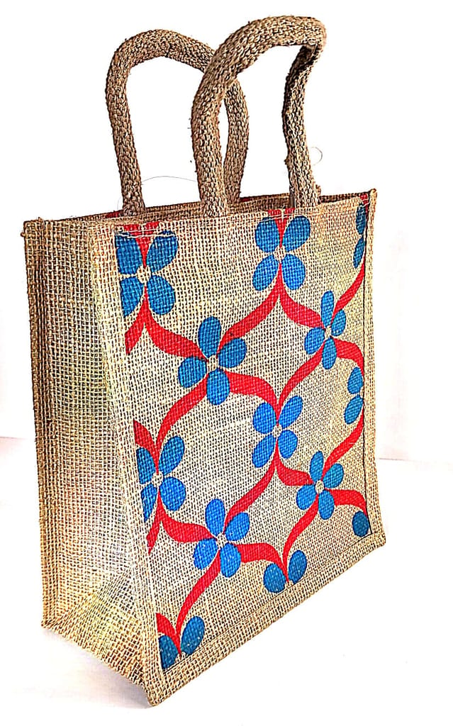 Stylish Jute Tote Bag with Floral Design - Eco-Friendly & Durable view 2