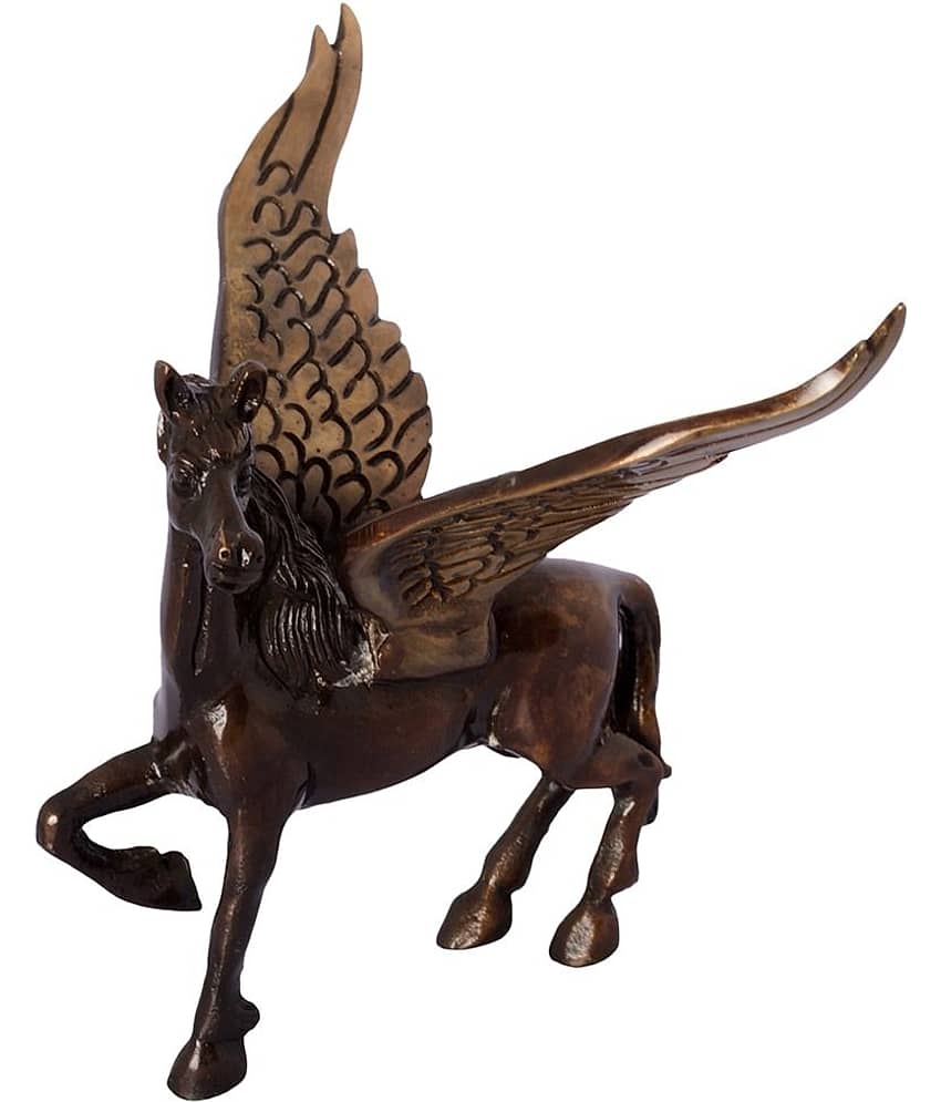 eCraftIndia Brown & Black Brass Antique Flying Angel Horse Showpiece view 2