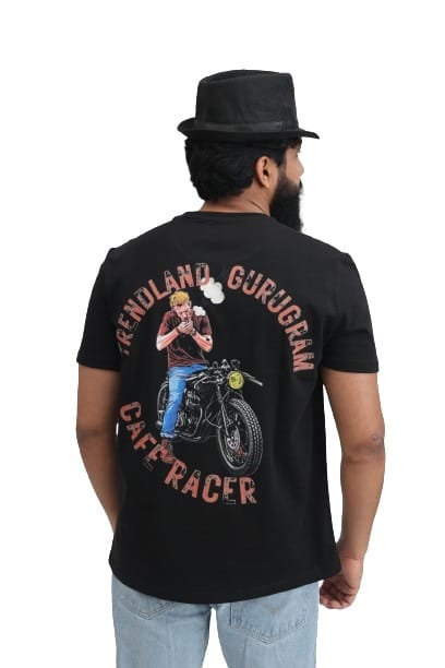 TRENDLAND Men's Pure Cotton ||180 GSM || Front Solid & Back Print || Round Neck Half Sleeve Regular Fit T-Shirt for Men (Pack of 1) Black view 2
