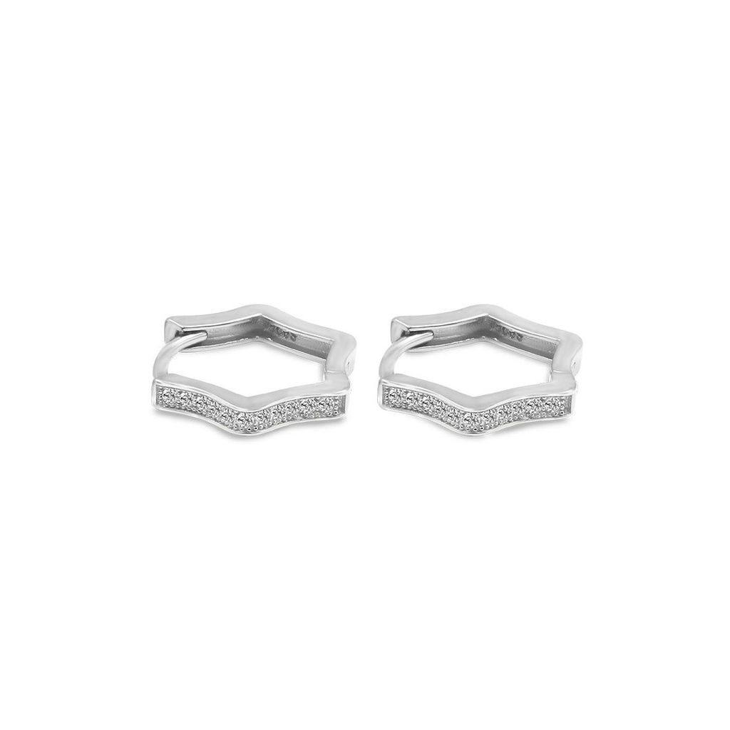 Zarkan Minimal Single Line Star Silver Earrings view 2