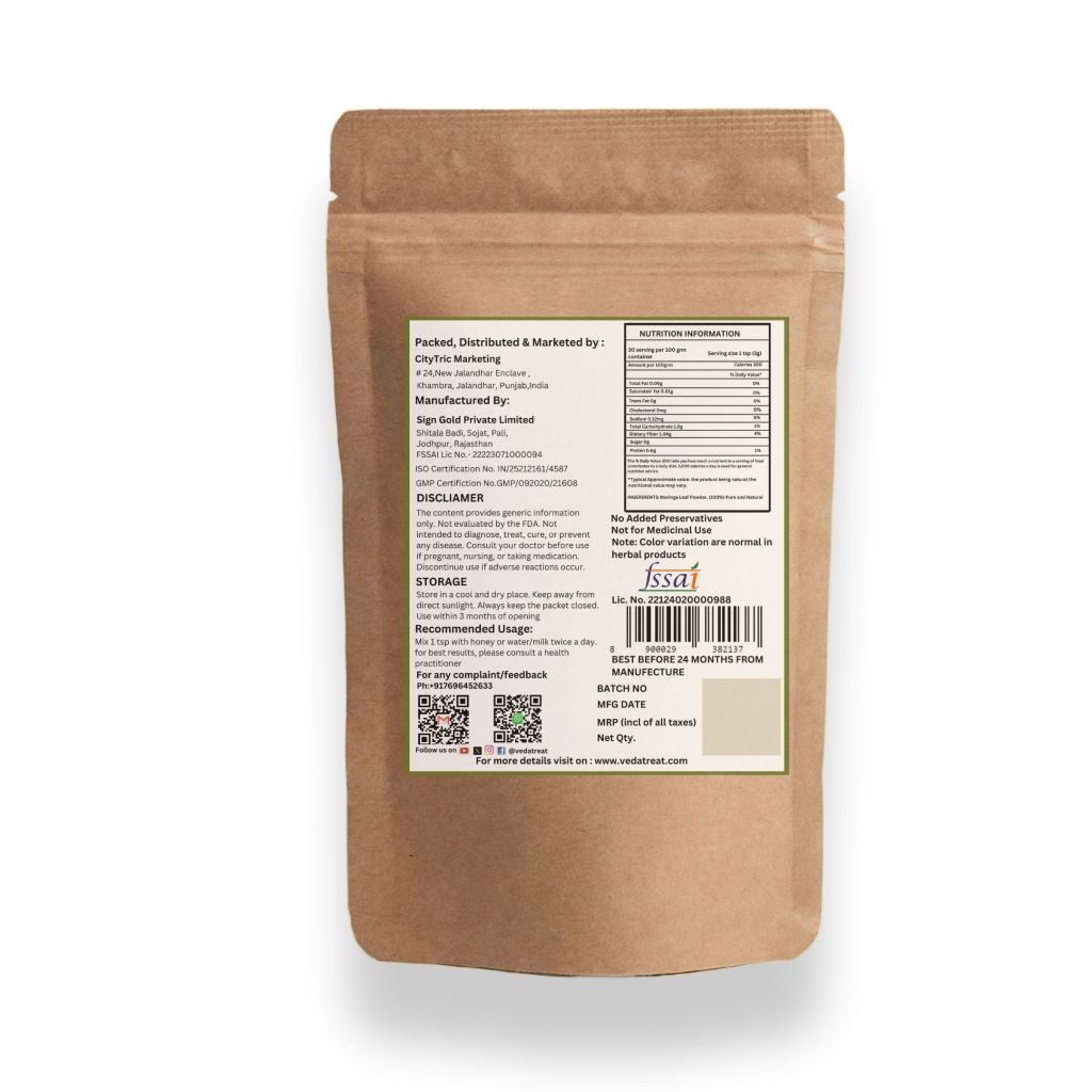 VedaTreat Pure Moringa Powder – Energy, Immunity & Health view 2