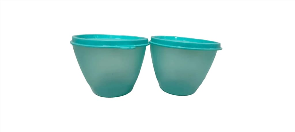 2-Pack Round Plastic Food Storage Containers with Lids, 1 Cup Capacity, Teal view 2