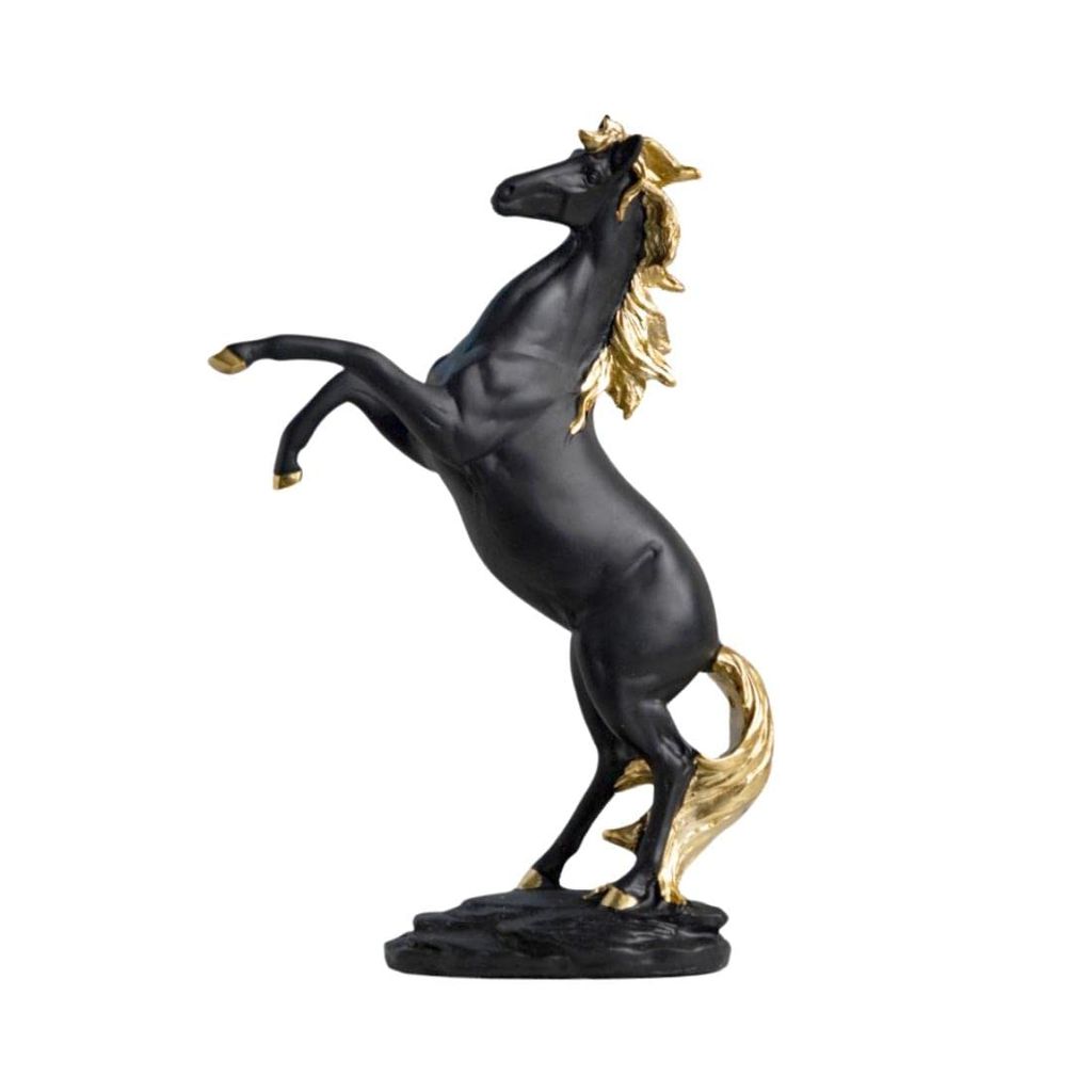 Bharat Saini Art ; Black and Gold Resin Horse Showpiece for Home Décor, Living Room, Good Luck | Perfect for Gifting view 2