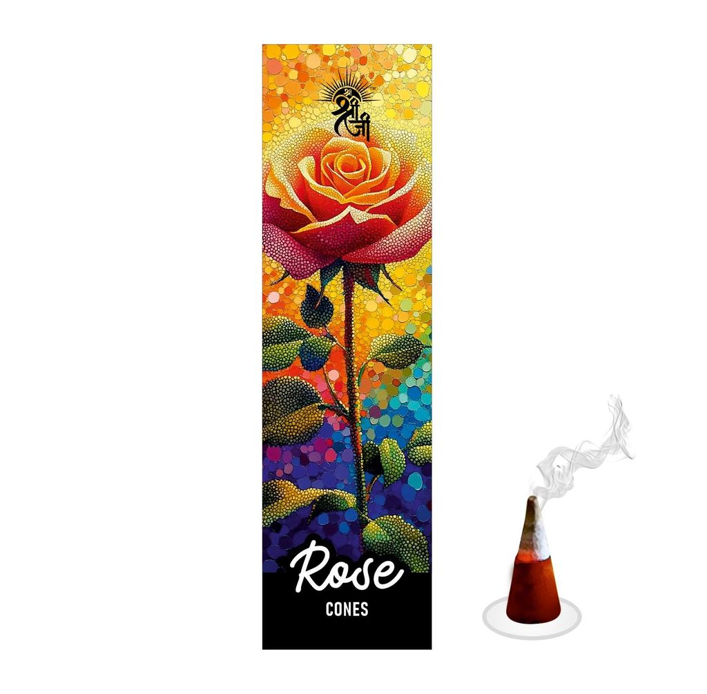 Shri Shriji Flam Aromatic Rose Dhoop Cones � Premium Fragrance (Combo Pack) | Natural Incense Cones for Pooja, Meditation, Relaxation & Home Fragrance | Long-Lasting Aroma view 2