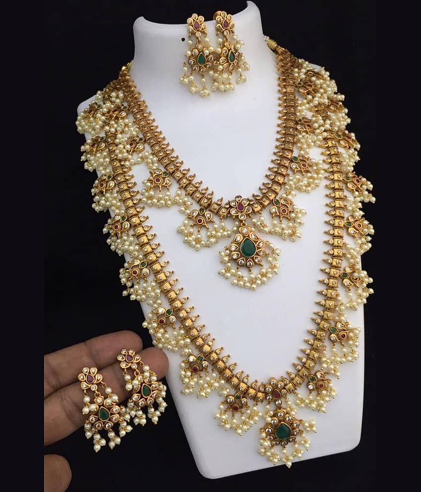 ROFARWORD Gold Brass Necklace Set ( Pack of 1 ) view 2
