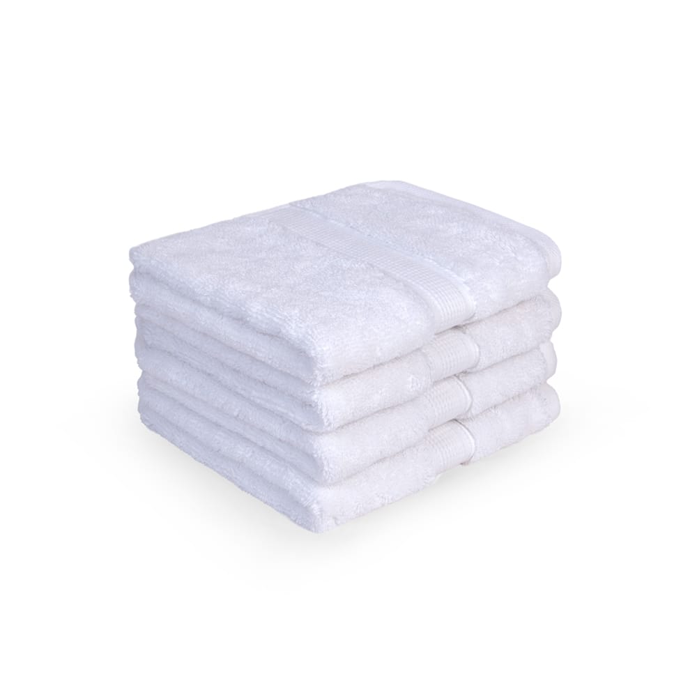 Feather & Spun Face Towel (Pack of 4) | Lavender Fragrance | Oeko-TEX® Standard 100 | Anti Microbial | Fade Resistant | Double Needle Stitch | 100% Cotton - 800 GSM - 33 cms x 33 cms (Pure Snow)