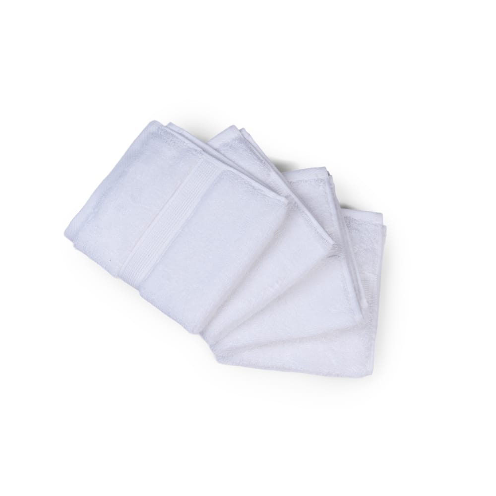 Feather & Spun Face Towel (Pack of 4) | Lavender Fragrance | Oeko-TEX® Standard 100 | Anti Microbial | Fade Resistant | Double Needle Stitch | 100% Cotton - 800 GSM - 33 cms x 33 cms (Pure Snow) view 2